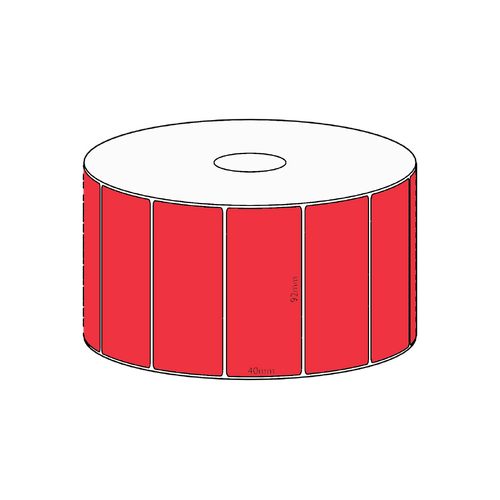 92x40mm Red Direct Thermal Permanent Label, 1150 per roll, 38mm core