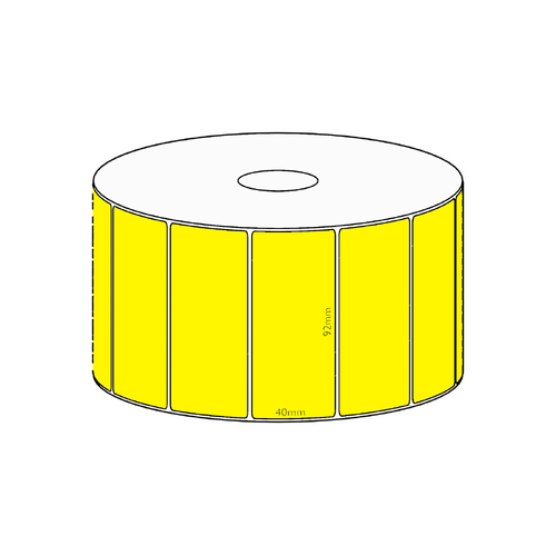 92x40mm Yellow Direct Thermal Permanent Label, 1150 per roll, 38mm core