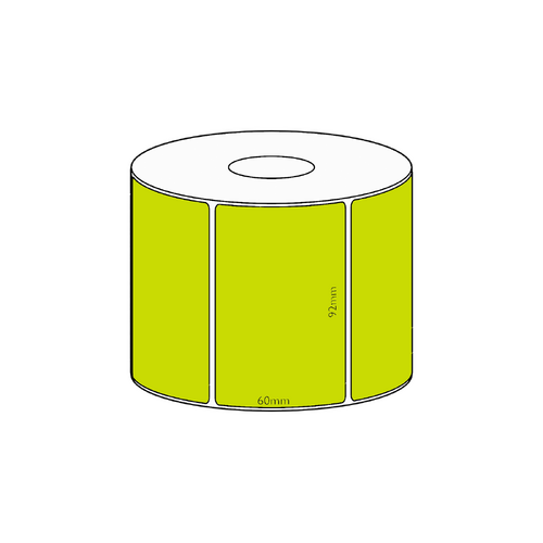 92x60mm Green Direct Thermal Permanent Label, 800 per roll, 38mm core