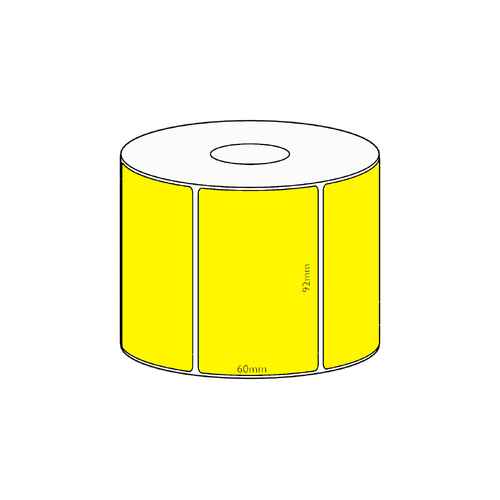 92x60mm Yellow Direct Thermal Permanent Label, 800 per roll, 38mm core