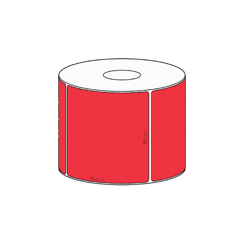 95x95mm Red Direct Thermal Permanent Label, 500 per roll, 38mm core