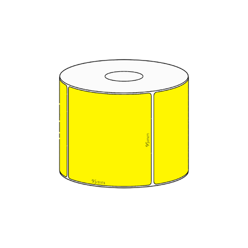 95x95mm Yellow Direct Thermal Permanent Label, 500 per roll, 38mm core